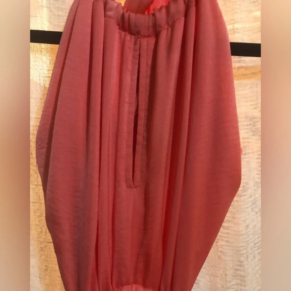 Color Block Halter Maxi Dress in Hot Pink & Orange - Size: Medium - Brand: Aakaa - Picture 7 of 11
